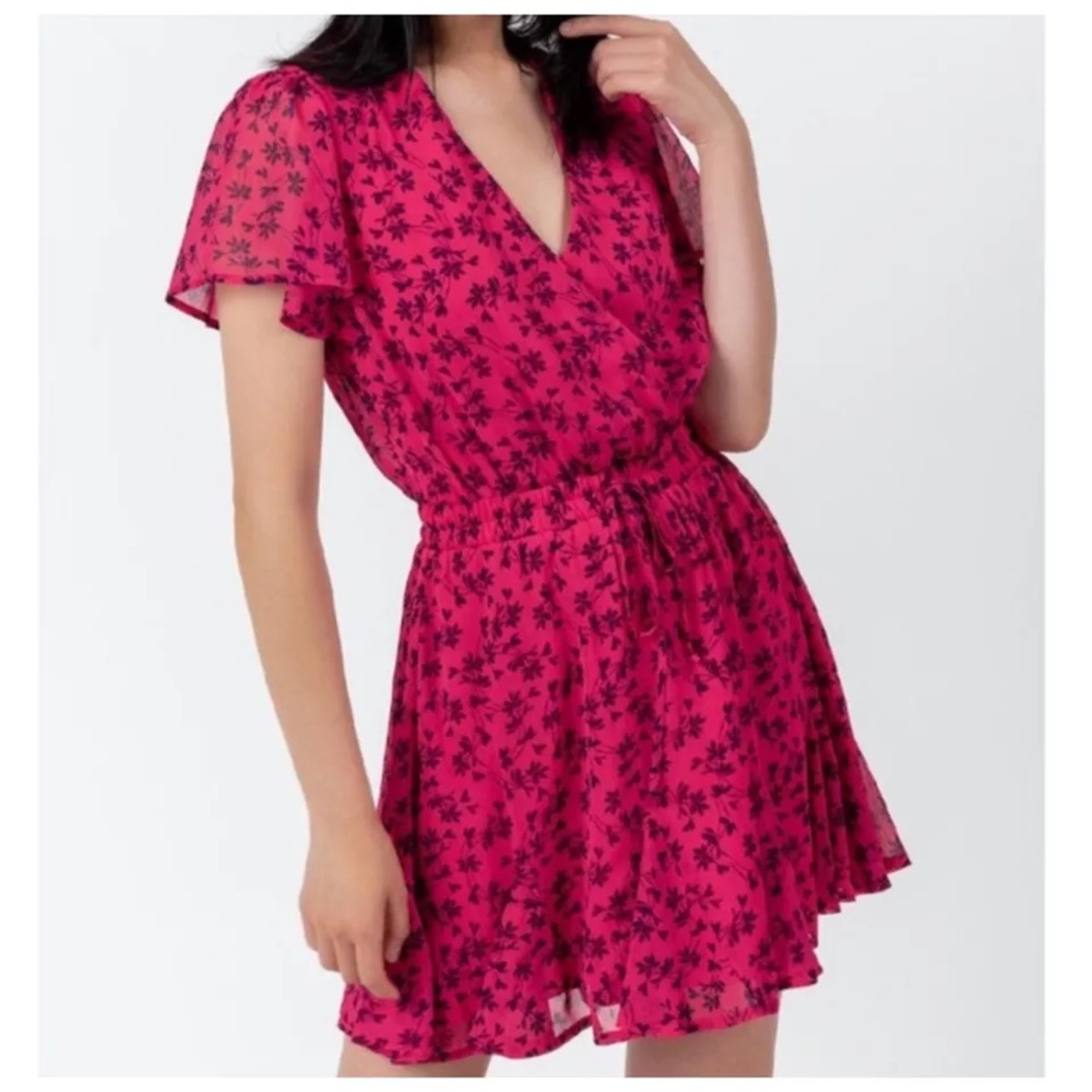 Francesca Blue Rain Pink Floral Mini Dress Size XXS
